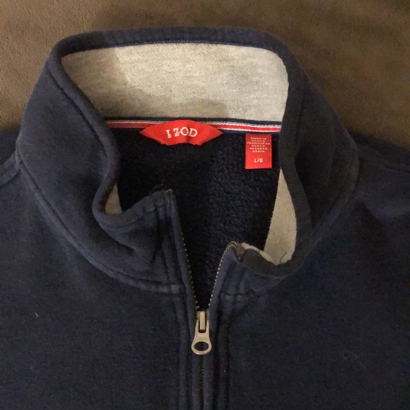 Izod Navy Blue Quarter Zip - Picture 2 of 3